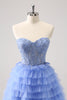 Load image into Gallery viewer, Sweetheart Lilac A-Line Corset Tull Homecoming Dress with Lace