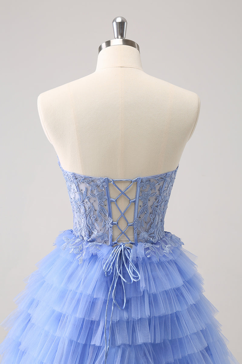 Load image into Gallery viewer, Sweetheart Lilac A-Line Corset Tull Homecoming Dress with Lace