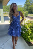 Load image into Gallery viewer, Sparkly Blue A Line Short Ruffled Homecoming Dress with Sequins