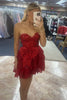 Load image into Gallery viewer, Sparkly A-Line Red Sweetheart Corset Homecoming Dress with Ruffles