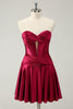 Load image into Gallery viewer, Burgundy A-Line Sweetheart Pleated Homecoming Dress with Keyhole