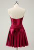 Load image into Gallery viewer, Burgundy A-Line Sweetheart Pleated Homecoming Dress with Keyhole