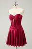 Load image into Gallery viewer, Burgundy A-Line Sweetheart Pleated Homecoming Dress with Keyhole