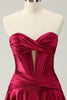 Load image into Gallery viewer, Burgundy A-Line Sweetheart Pleated Homecoming Dress with Keyhole