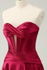 Load image into Gallery viewer, Burgundy A-Line Sweetheart Pleated Homecoming Dress with Keyhole