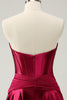 Load image into Gallery viewer, Burgundy A-Line Sweetheart Pleated Homecoming Dress with Keyhole