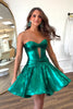 Load image into Gallery viewer, Dark Green A-Line Sweetheart Pleated Homecoming Dress with Keyhole