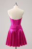 Load image into Gallery viewer, Fuchsia A-Line Sweetheart Corset Short Homecoming Dress