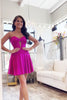 Load image into Gallery viewer, Fuchsia A Line Sweetheart Corset Short Homecoming Dress