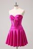 Load image into Gallery viewer, Fuchsia A-Line Sweetheart Corset Short Homecoming Dress