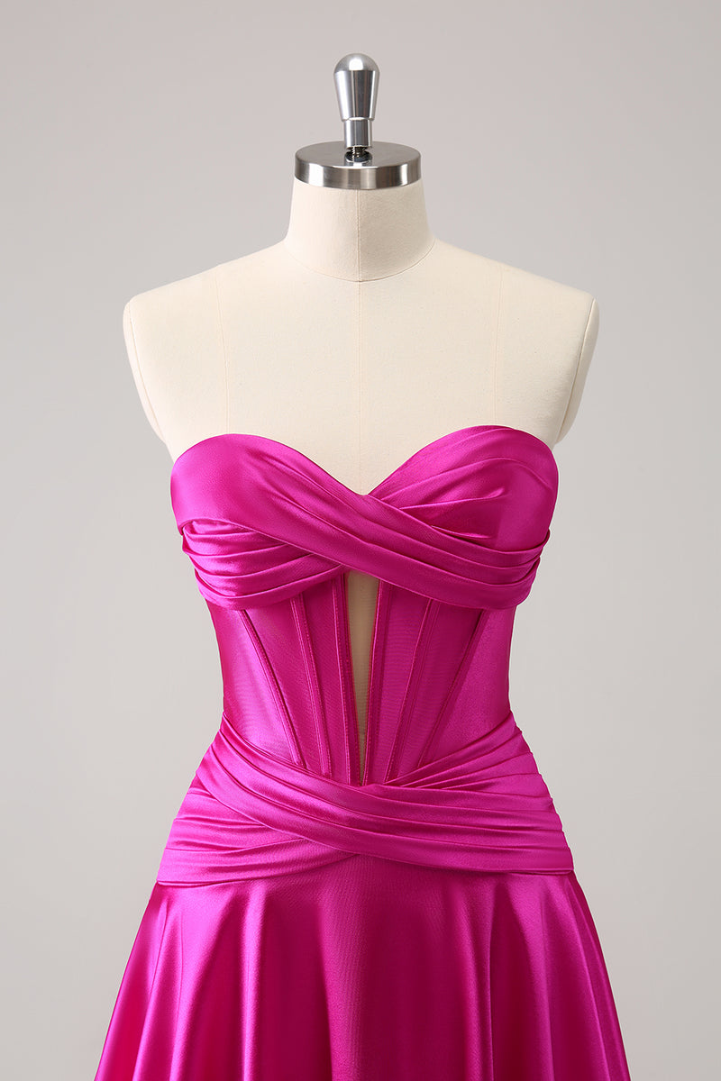 Load image into Gallery viewer, Fuchsia A-Line Sweetheart Corset Short Homecoming Dress