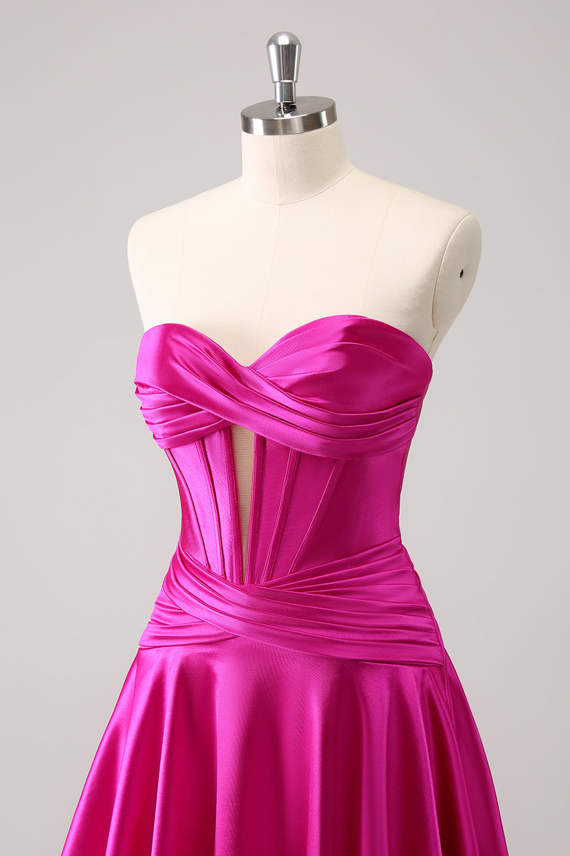 Load image into Gallery viewer, Fuchsia A-Line Sweetheart Corset Short Homecoming Dress