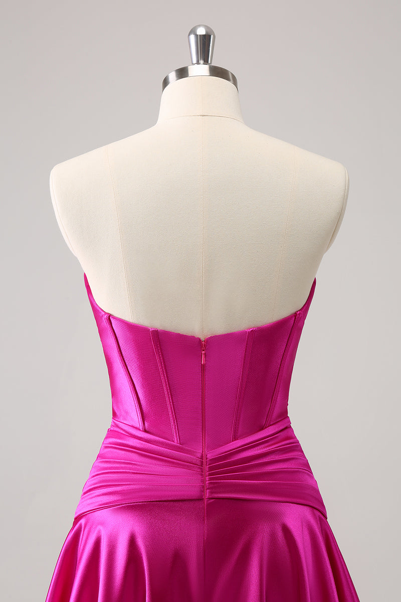 Load image into Gallery viewer, Fuchsia A-Line Sweetheart Corset Short Homecoming Dress