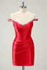 Load image into Gallery viewer, Red Off The Shoulder Bodycon Homecoming Dress with Sequins