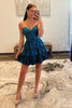 Load image into Gallery viewer, Sparkly Peacock Blue A-Line Sweetheart Homecoming Dress with Ruffles