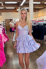 Load image into Gallery viewer, Sparkly A-Line Grey Sweetheart Short Homecoming Dress with Ruffles