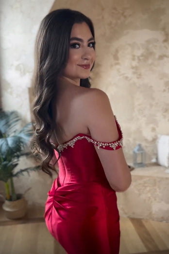 Off The Shoulder Red Tight Short Homecoming Dress with Sequins