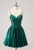 Load image into Gallery viewer, Dark Green A-Line Spaghetti Straps Homecoming Dress