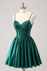 Load image into Gallery viewer, Dark Green A-Line Spaghetti Straps Homecoming Dress