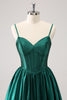 Load image into Gallery viewer, Dark Green A-Line Spaghetti Straps Homecoming Dress