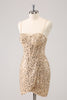 Load image into Gallery viewer, Sparkly Golden Spaghetti Straps Bodycon Homecoming Dress with Sequins