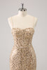 Load image into Gallery viewer, Sparkly Golden Spaghetti Straps Bodycon Homecoming Dress with Sequins