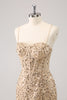 Load image into Gallery viewer, Sparkly Golden Spaghetti Straps Bodycon Homecoming Dress with Sequins