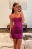 Load image into Gallery viewer, Sparkly Fuchsia Spaghetti Straps Tight Corset Homecoming Dress