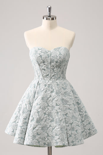 Sweetheart Grey Green A-Line Short Homecoming Dress with Appliques