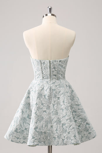 Sweetheart Grey Green A-Line Short Homecoming Dress with Appliques