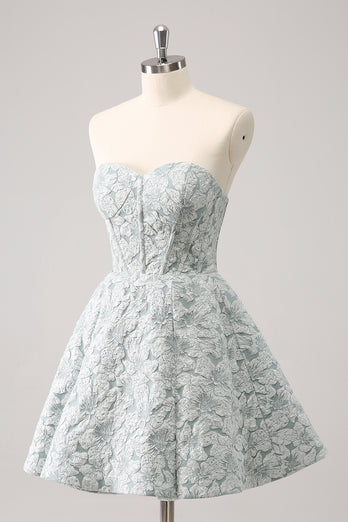 Sweetheart Grey Green A-Line Short Homecoming Dress with Appliques