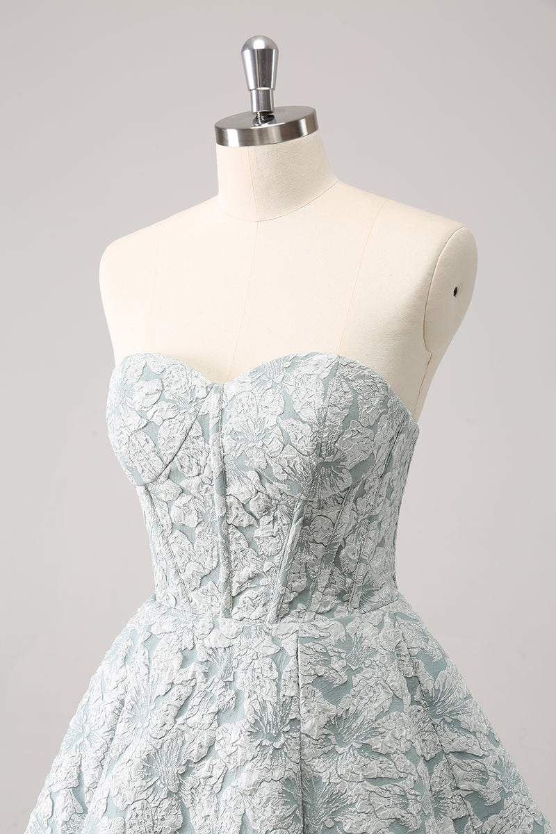 Load image into Gallery viewer, Sweetheart Grey Green A-Line Short Homecoming Dress with Appliques