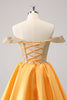 Load image into Gallery viewer, Yellow Off The Shoulder A-Line Short Homecoming Dress with Beading