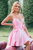 Load image into Gallery viewer, A-Line Pink Strapless Satin Short Homecoming Dress with Beading