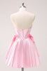 Load image into Gallery viewer, Sparkly Pink A-Line Strapless Satin Short Homecoming Dress