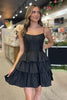 Load image into Gallery viewer, Black A-Line Spaghetti Straps Corset Short Homecoming Dress