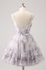 Load image into Gallery viewer, Lilac A-Line Spaghetti Straps Floral Tulle Homecoming Dress with Keyhole