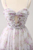 Load image into Gallery viewer, Lilac A-Line Spaghetti Straps Floral Tulle Homecoming Dress with Keyhole