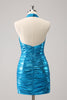 Load image into Gallery viewer, Blue Halter Bodycon Short Homecoming Dress with Keyhole