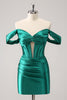 Load image into Gallery viewer, Dark Green Off The Shoulder Tight Corset Short Homecoming Dress