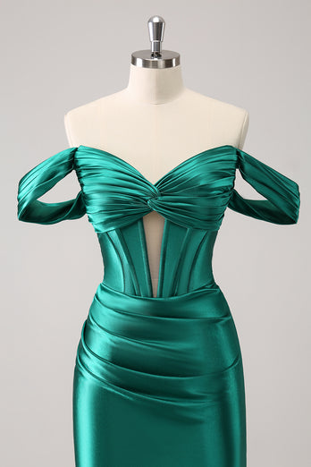 Dark Green Off The Shoulder Tight Corset Short Homecoming Dress