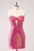 Load image into Gallery viewer, Sparkly Fuchsia Sweetheart Tight Short Homecoming Dress with Keyhole