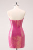 Load image into Gallery viewer, Sparkly Fuchsia Sweetheart Tight Short Homecoming Dress with Keyhole