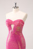 Load image into Gallery viewer, Sparkly Fuchsia Sweetheart Tight Short Homecoming Dress with Keyhole