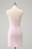 Load image into Gallery viewer, Glitter Pink One Shoulder Tight Homecoming Dress with Sequins