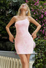 Load image into Gallery viewer, One Shoulder Pink Sequined Bodycon Homecoming Dress with Appliques