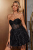 Load image into Gallery viewer, Sparkly A-Line Black Sweetheart Corset Homecoming Dress