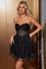 Load image into Gallery viewer, Sparkly A-Line Black Sweetheart Corset Homecoming Dress