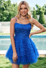 Load image into Gallery viewer, A-Line Blue Spaghetti Straps Short Homecoming Dress with Ruffles