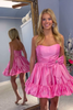 Load image into Gallery viewer, A-Line Pink Strapless Short Homcoming Dress with Bow